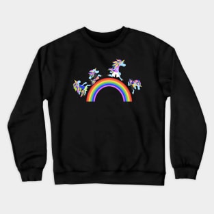 Runner unicorns on the rainbow Crewneck Sweatshirt